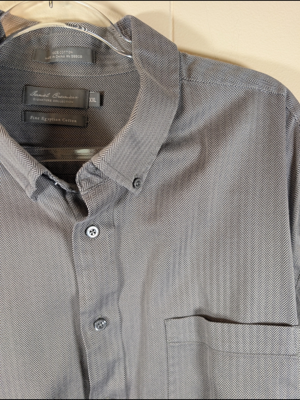 Daniel Cremieux Signature Collection Button Down Shirt Mens XXL Gray Herringbone